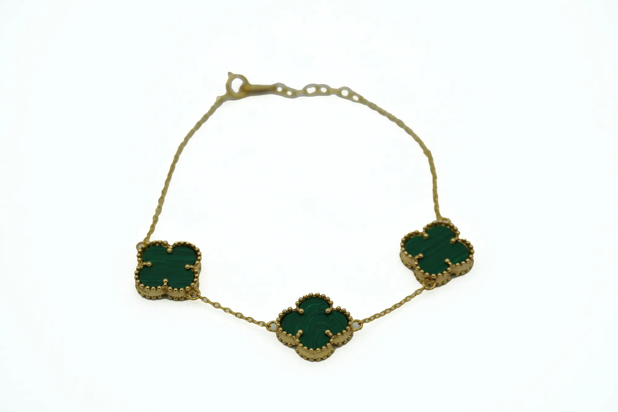 دستبند ونکلیف سبز سه گل  van cleef